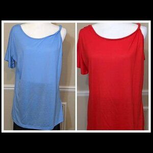 Lane Bryant Cold Shoulder Lightweight Tops in Red & Blue NWOT